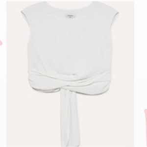 Babaton High Neck Sleeveless Lined Long Tie Wrap Blouse